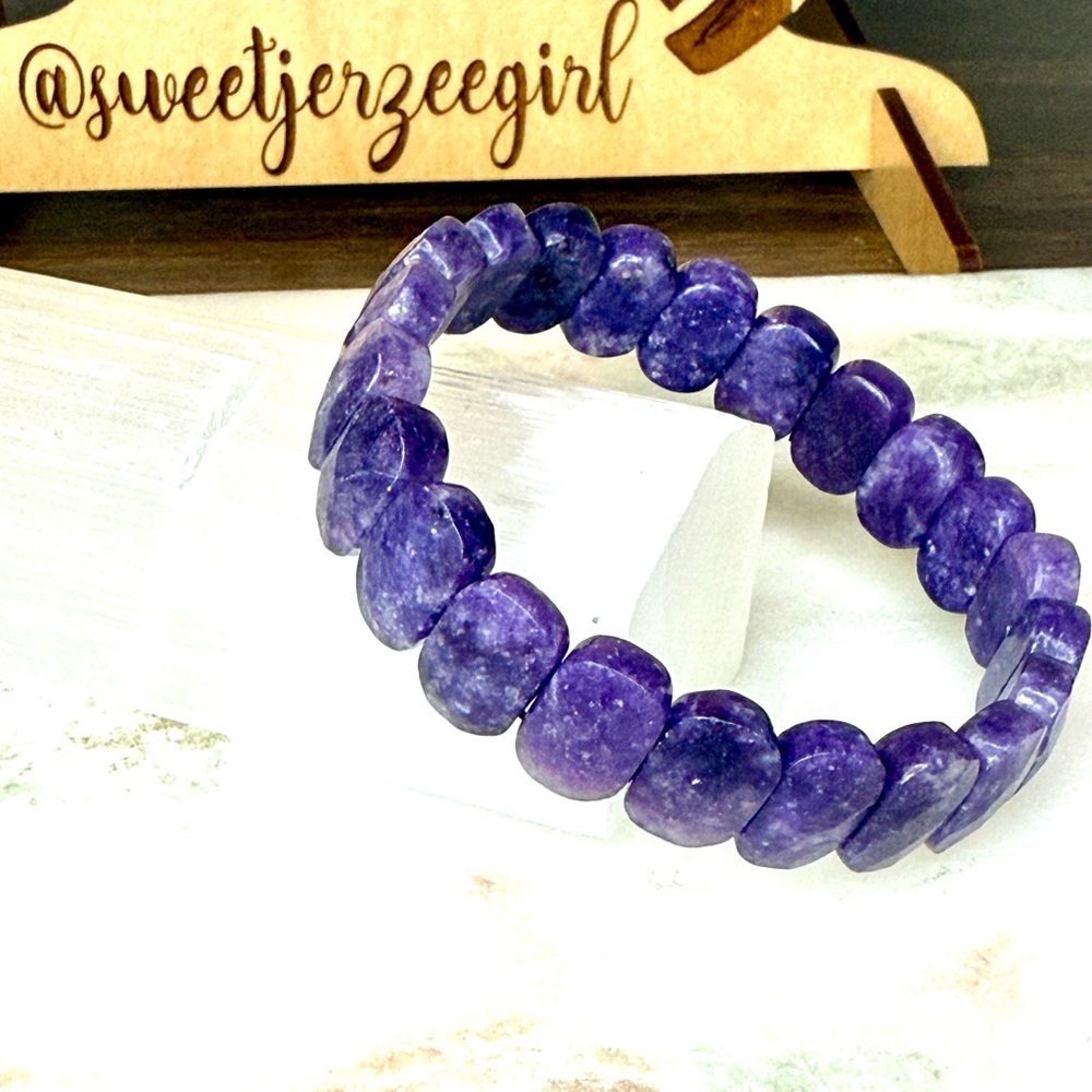 Lepidolite Purple Mica Stone of Transition Faceted Tile Bracelet 17825